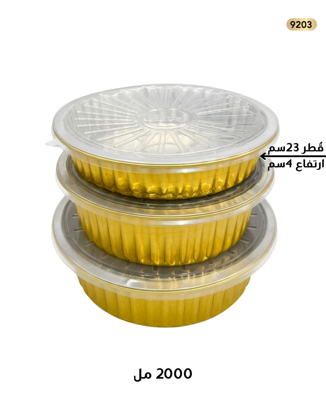 قالب سلفر ذهبي 23 سم 2000 مل مع غطاء